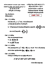 Kiểm tra cuối học kỳ I năm học 2014 - 2015 môn Toán Khối 10